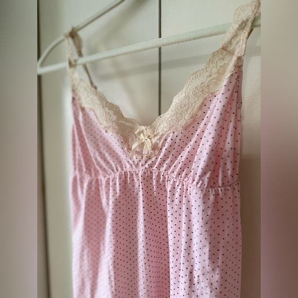 Vintage Eberjey Y2K Babydoll Top 💖 Polka Dots, Lace, and Bow Details - Picture 2 of 4